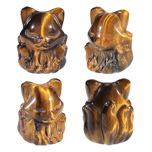 mookaitedecor Tiger's Eye Mini Good Luck Pocket Crystal Fox Figurine Statue - Image 3