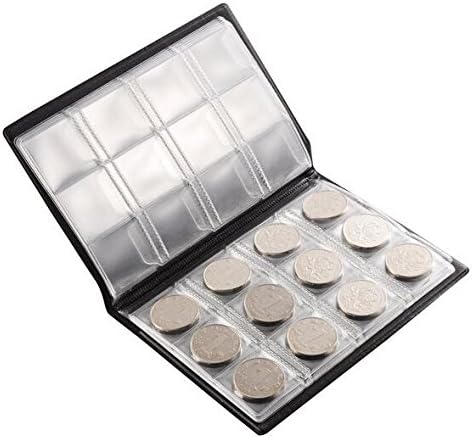 1PCS 10 Pages 120 Pockets Coin Holders Collecting Album Storage Penny Coins Pockets Album Book Collecting Money Penny Pockets Album Book Sleeves For Coin Collectors Black Coin Excluded