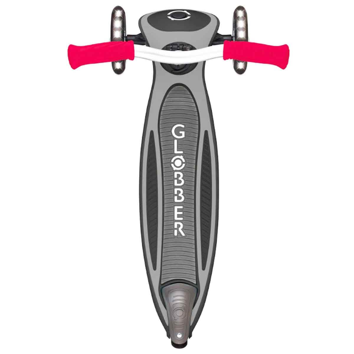 GLOBBER Master Lights hulajnoga dziecięca, 120/80 mm, ABEC 9, 3-kołowa, z regulacją wysokości, kółka LED, czarno-czerwona