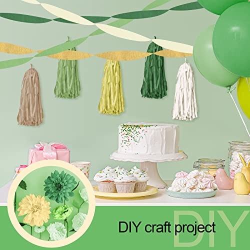 Kisston 10 Rolls Crepe Paper Streamers Sage Green Brown White Gold Party Streamers For Wedding Birthday Bridal Shower Party Supplies Bachelorette Decor, 820 Ft In Total #TOP6
