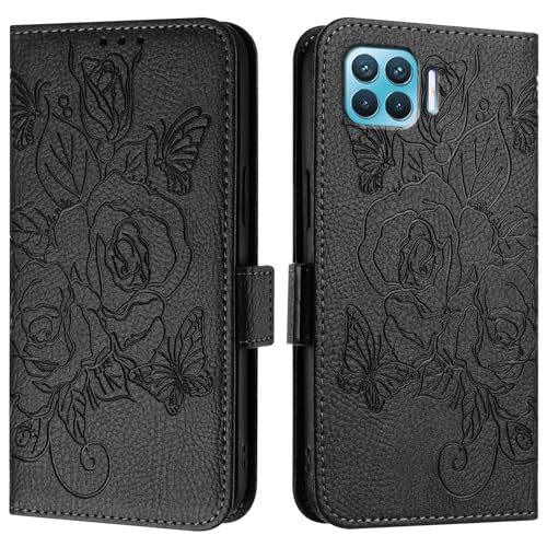 Housse pour OPPO Reno 4 Lite, étui en cuir noir porte-cartes pour vos déplacements