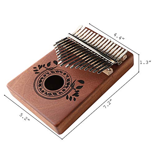 Thumb Piano Kalimba 17 Keys With Study Instruction And Tune Hammer,Portable Mbira Sanza Finger Piano, Gift For Kids Adult Beginners Music Instrument Love (High End 17 Key) #TOP3
