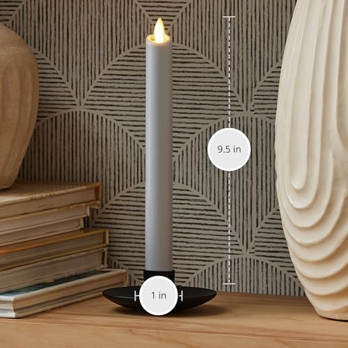Image of Luminara - Flameless Battery Operated Taper Candle - Light Grey - Pack of 1-1x9.5 - LED Flickering Flame - Realistic Safe for Home Kids and Pets