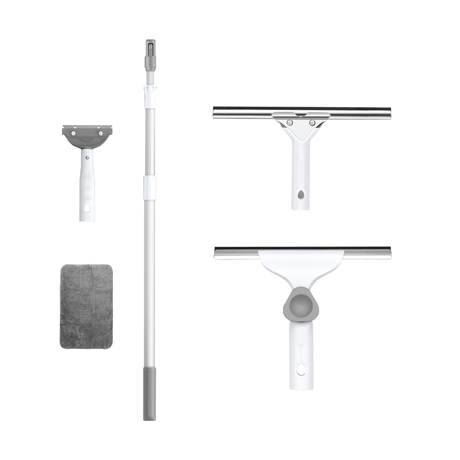 Limpiador Cristales con Poste Extensible,ángulo Ajustable rascadora 35cm,Espátula de Limpieza 10cm,Kit Limpiacristales Profesional para Ventanas Altas, Ducha (300cm)