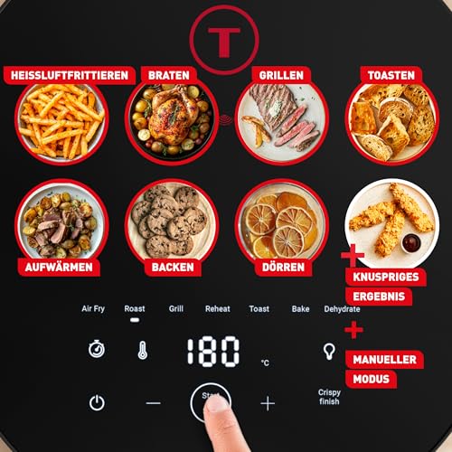 Tefal Easy Fry Infrared Heißluftfritteuse, 7 L Fassungsvermögen, Infra-Heat-Technologie, doppelte Heizelemente, 8 voreingestellte Programme, LED-Sichtfenster, bis zu 8 Portionen, Dunkelgrau, EY832HE0 4