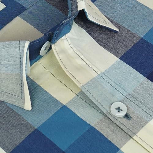 Image of GHPC 100% Cotton Checkered Half Sleeves Regular Fit Formal Shirt for Men