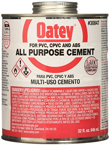 Oatey 30847 All Purpose Medium Body Cement, 32 oz Can, Milky Clear (Case of 12)