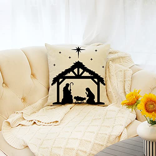 Ogiselestyle Christmas Oh Holy Night Nativity Throw Pillow Covers thumb #4