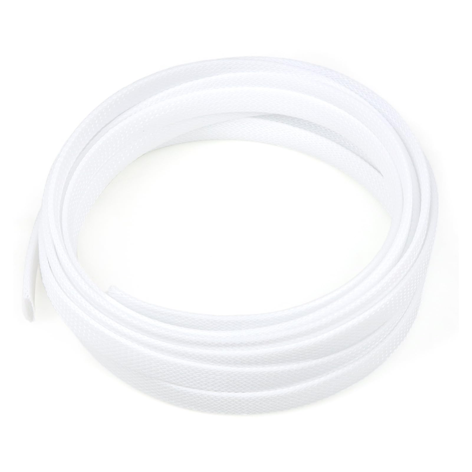 Braided Cable Management Sleeve, 16.4ft Flexible Wear-Resistant Cable Sleeve, Expandable Wire Management for Home, Office, Industry & Automobile (White, 1")