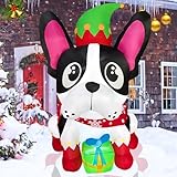 JOYEASE 5 FT Christmas Inflatables Dog Decoration, LED Lighted Christmas Blow up Yard Decorations for Party Indoor Outdoor Garden Lawn Décor Xmas Inflatables Present
