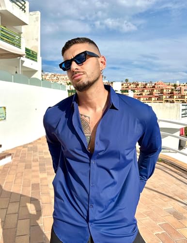 Coofandy Mens Dress Shirts Long Sleeve Wrinkle Free Shirts Regular Fit Button Down Business Formal Shirts Navy Blue thumb #1