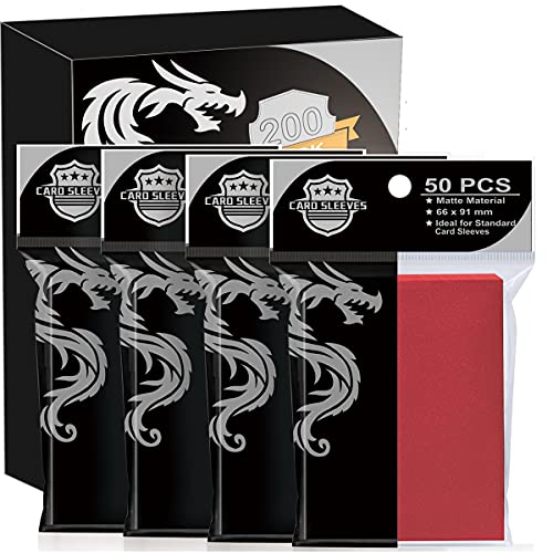 200Pcs Trading Card Sleeves Top Loader,Penny Card Sleeves Fit for Magic,MTG and Yugioh Cards, Baseball,Football, Baskteball Cards(Red)