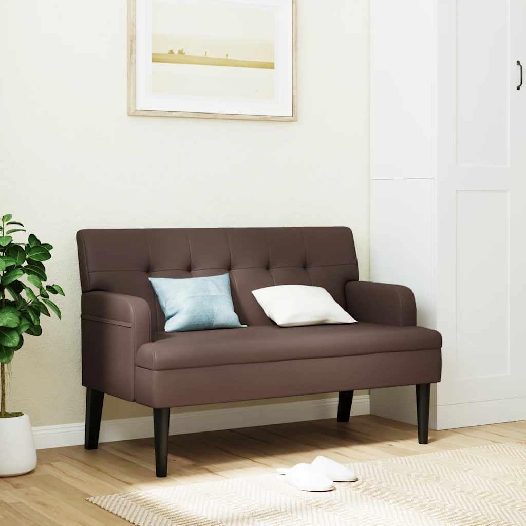 Banco con Respaldo de Cuero Sintetico Marron 112x65,5x75 cm