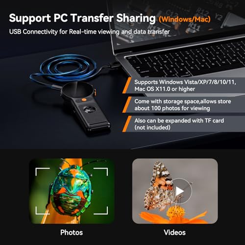 Image of Handheld Digital Microscope for Kids Upgraded Foldable Microscope 1080P AF Lens 2.0inch IPS Color Screen,200w Pixel,500x Magnification,Built-in 8 LED Lights Compatible with Windows,Mac OS(Black)