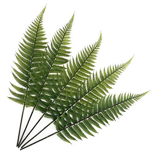 PASYOU Artificial Foliage Plants, Fake Plastic Grass Faux Shrubs Simulation Ferns Leaf Real Decoration for Indoor Outdoor Home Decor Garden Party Balcony Patio Planter Filler DIY - Fern Leaves 5 Pcs