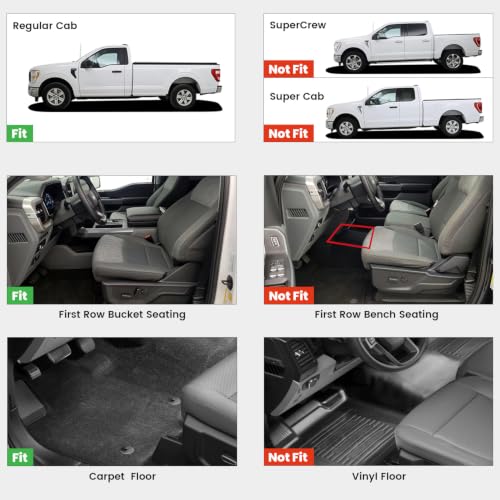 Image of LASFIT Mats for Ford F150 2015-2026 Regular Cab, Carpet Floor, Bucket Seat