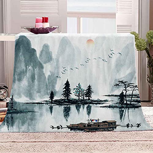 Couverture microfibres douce paysage canapé lit toutes saisons - 3