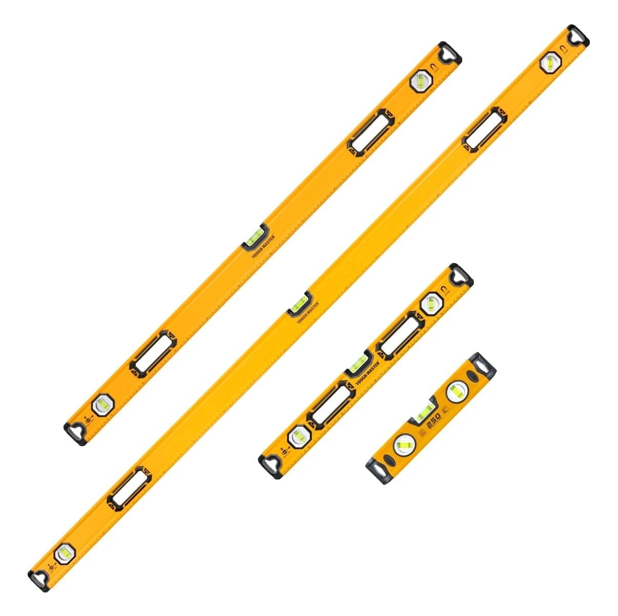 Tough Master Spirit Levels Builders, Scaffolder Level Checker, Shock Resistant Compact DIY Tool, Magnetic Lightweight Ruler, Horizontal (Spirit Level 250mm Long)