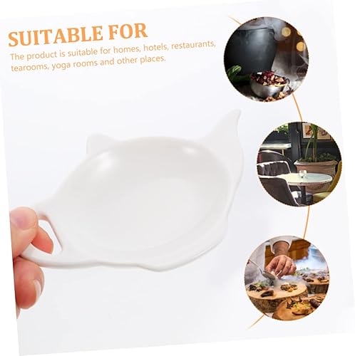 Miniatura 3 de HEMOTON 3 piezas de tetera de cerámica con forma de tetera para bolsitas de té, organizador de cucharaditas, bordes lisos, fácil de limpiar para