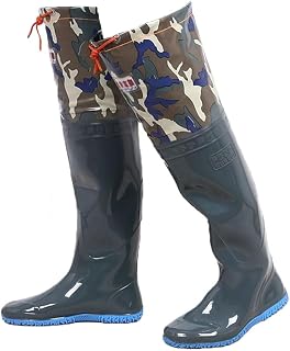 Hip Waders 60cm High Fishing Hip Boots, Paddy Rice Transplanting Buttocks Wading Boots, Waterproof PVC Wear-resistant Oxford Sole