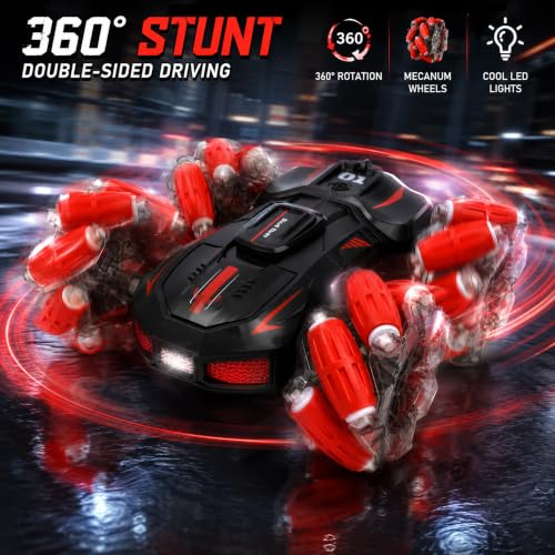 Image of Amazon Brand - Jam & Honey Remote Control Drift Stunt Car Toy | 4x4 RC Car for Kids & Adult | High Speed Racing Car | Omni-Directional Wheels | 360 Rotation | Double Sided Driving | RGB Lights Music