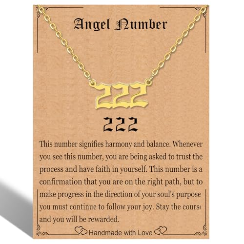 RWQIAN Angel Number Gold 222 Necklace For Women,Dainty...