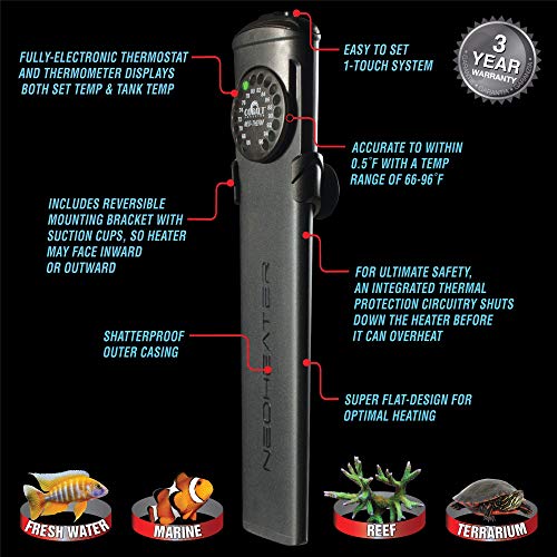 Cobalt Aquatics Flat Neo-Therm Heater with Adjustable Thermostat (Fully-Submersible, Shatterproof Design) From 25W To 300W - Thumbnail 2