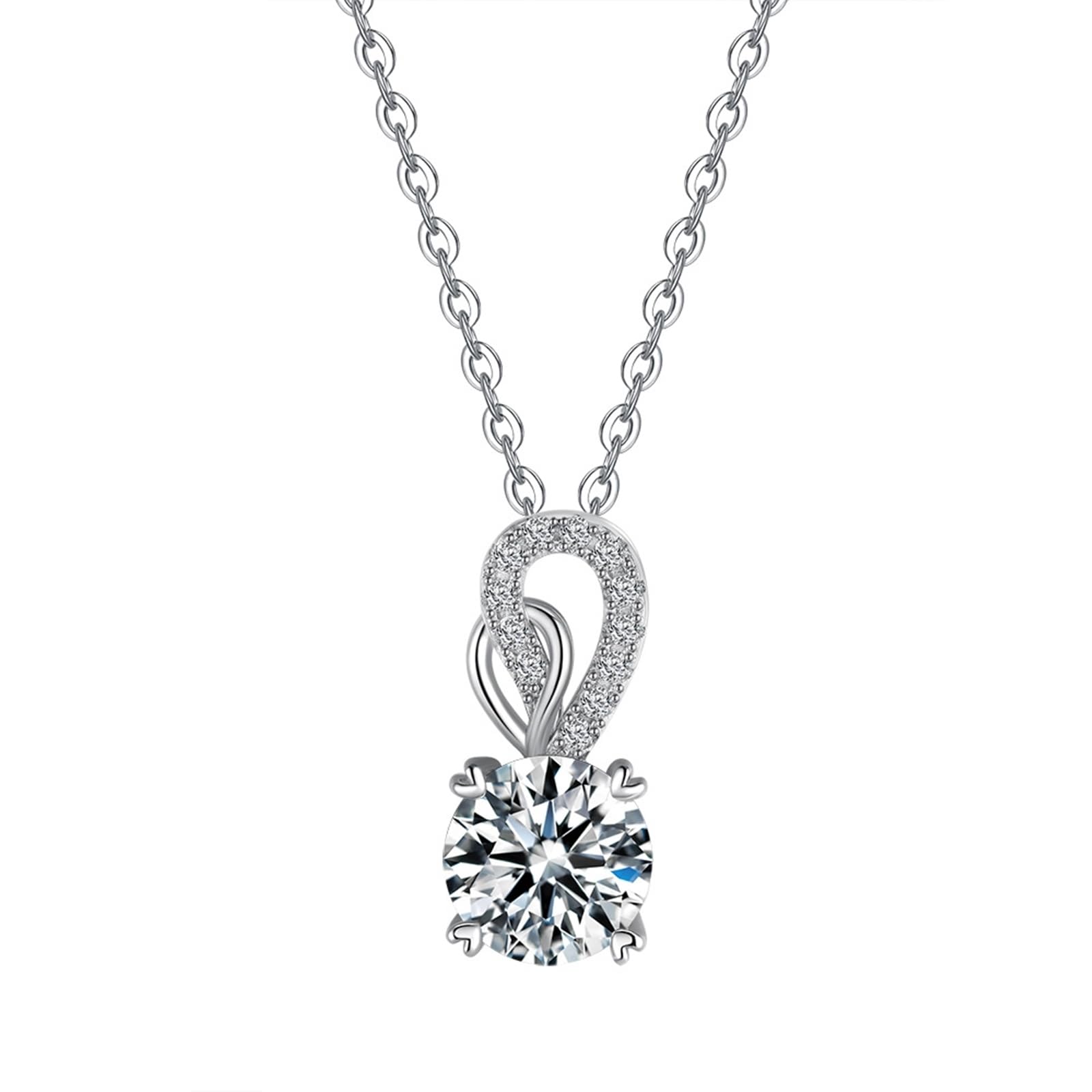 Naszyjnik z białego złota 9 karatów z diamentem laboratoryjnym, zawieszka łza 45 cm