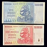 Zimbabwe 1 & 100 Million Dollar Bills Banknotes Paper Money -Pre Trillion