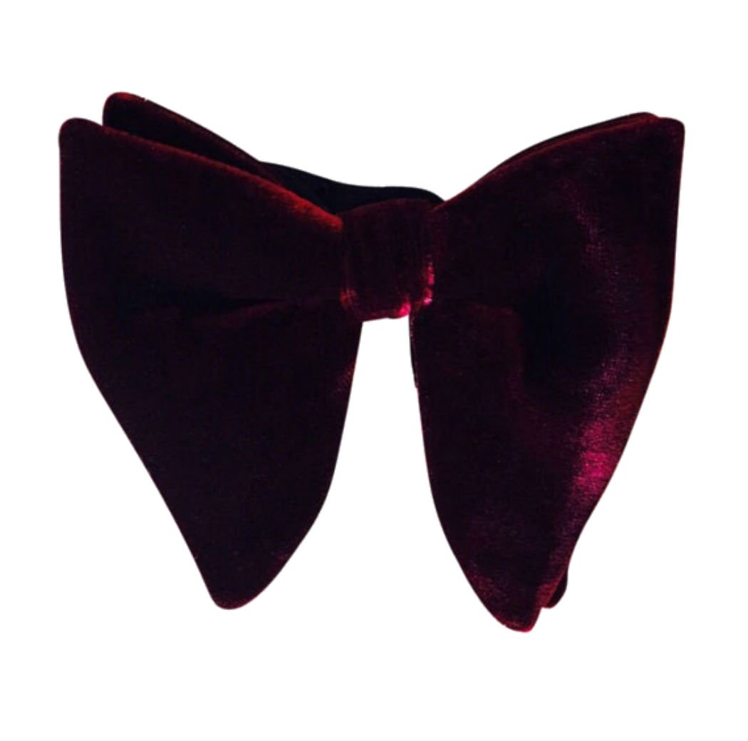 FERUCCI Mens Oversized Bow Tie - Tuxedo Burgundy Velvet Bowtie, Mens big bow tie (burgundy)