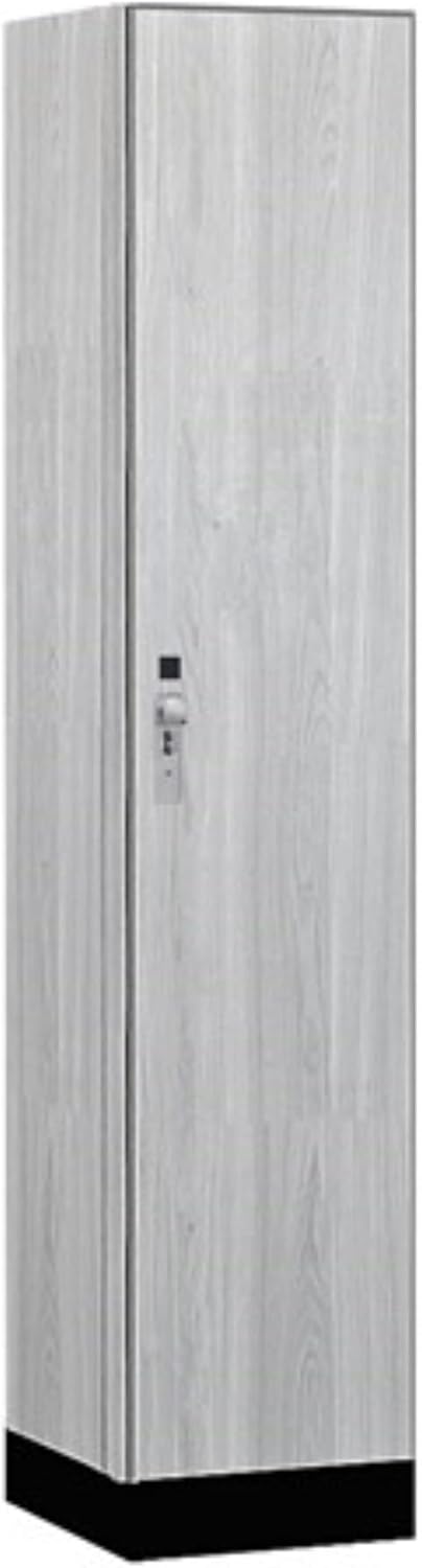 Salsbury 15" Wide Premier Wood Locker-Single Tier-1 Wide-6 Feet High-18 Deep-Silver Teak-Silver Hasps