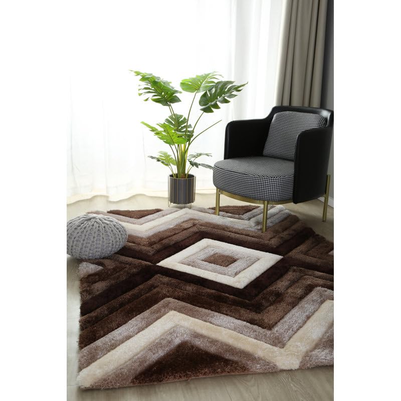 Image of Handmade Shaggy Pure Microfiber Smooth & Anti-Skid Carpets for Bedroom & Living Room, 2 inch Thickness Size- 6X8 Feet