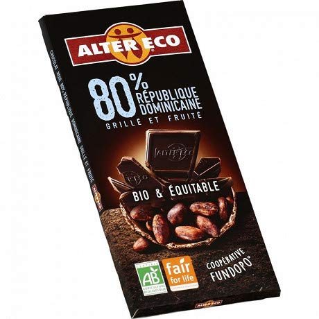 Alter Eco – Chocolate negro República Dominicana, 80% 100 g, 4 unidades