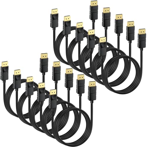 CEFOJQAO DisplayPort Cable 10-Pack, 6ft DP Cord [4K@60Hz, 2K@165Hz, 2K@144Hz], High Speed Display Port Cable 120Hz 144Hz 165Hz for Gaming Monitor, Graphics Card, TV, PC, Laptop, Computer