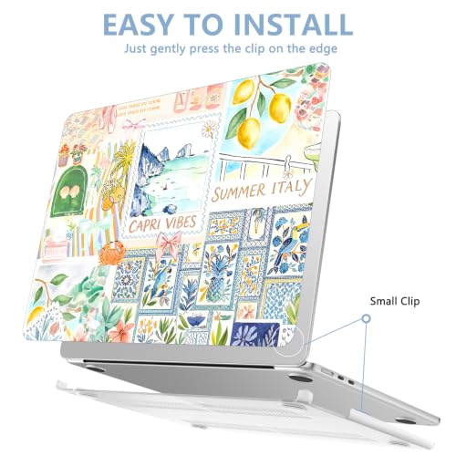 Image of AKIT for MacBook Air 15 inch Case M5 M4 M3 M2 Chip 2026-2023, Blue Stamp | A3448 A3241 A3114 A2941, Cute Unique Pattern Hard Shell Laptop Case+Keyboard Cover+Screen Protector for MacBook Air 15 inch