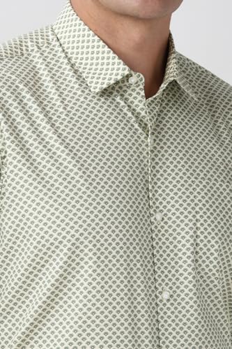 Image of Peter England Men's Printed Formal Shirt - 100% Cotton, Full Sleeves