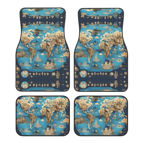 Tapis de sol de voiture carte du monde pour voyager en SUV