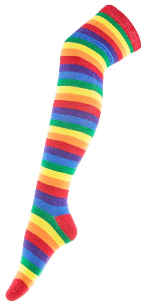 Funny Fashion Striped Knee Stockings - Multicoloured - Accessories Clown Unicorn Costume Carnival Theme Party, Multicoloured, One Size, Multicolored, One Size