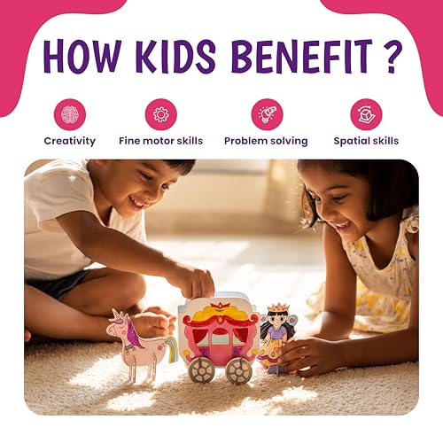 Image of The Curious Bees - Fairytale Craftivity Box for Kids (Age 4+) | DIY Princess, Unicorn & Castle Craft Kit | Build, Decorate & Play Story Set | Creative Activity Toy for Girls & Boys | BIS Approved | Made in India