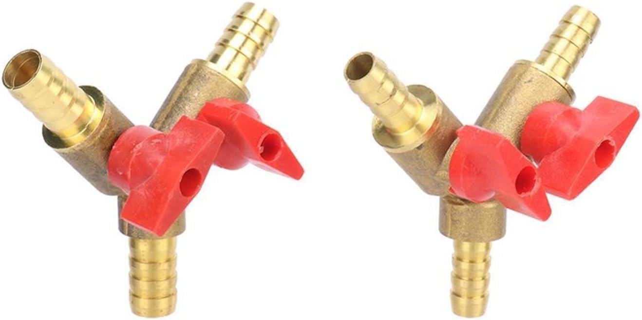 Ball Valve, 8mm 10mm Hose Barb Y Brass Shut Off Ball Valve for Fuel Gas Water Oil Air