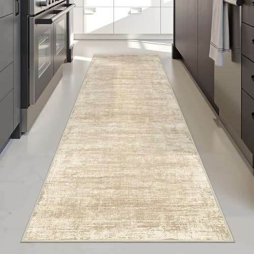 Zesthome Washable Runner Rug 2x6, Runners for Hallways, Non Slip Kitchen Runner Rugs, Soft Abstract Entryway Runners, Ultra-Thin Stain Resistant Rug for Bedside, Laundry, Corridor (Beige/Brown, 2'x6')
