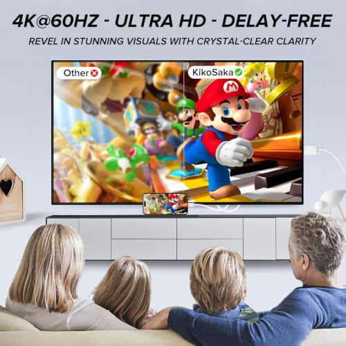 Image of KikoSaka USB C to HDTV Cable 4K 60Hz Type C to HDTV Adapter High Speed | USBC Digital AV Thunderbolt 3 /4 /5 for TV Monitor Projector Compatible with iPhone 17 16 15, Galaxy and More USB-C Device 6FT