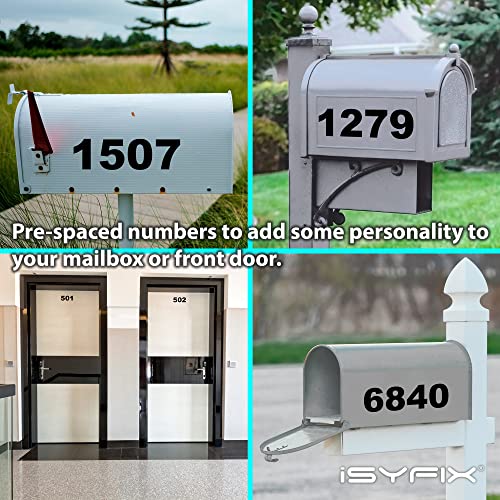 iSYFIX Black Vinyl Numbers Stickers,4 Inch Self Adhesive (2 Sets),Premium Decal Die Cut and Pre-Spaced for Mailbox, Signs, Window, Door, Cars, Trucks, Home, Address Number, Indoor or Outdoor