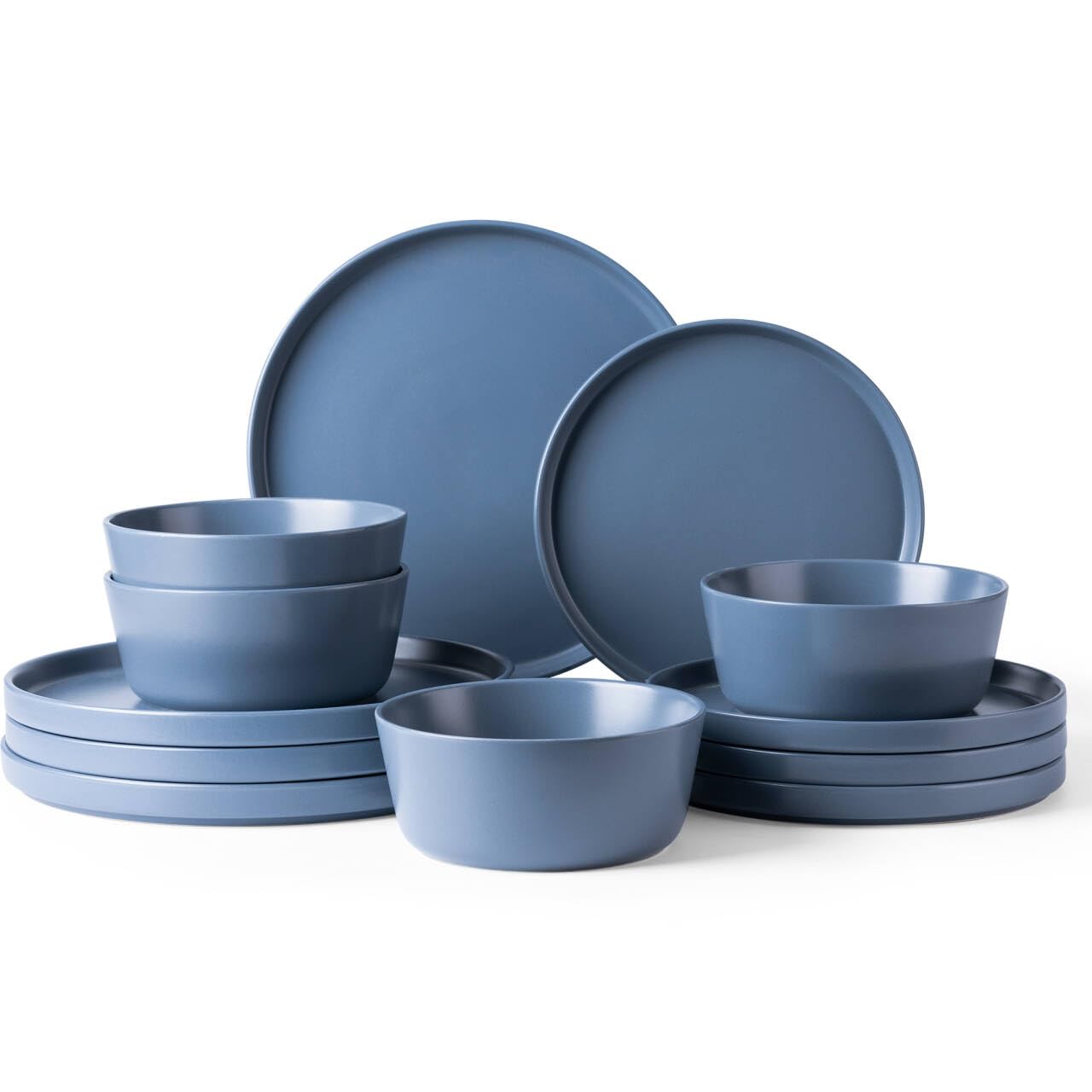 AmorArcCeramic Dinnerware Sets of 4, Modern Flat Stoneware Plates and Bowls Sets,Chip and Crack Resistant | Dishwasher & Microwave Safe Dishes Set,Scratch Resistant- Service for 4 (12pc)