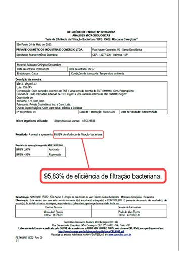 Máscara Tripla Camada 50 Unidades Clip Nasal Elástico