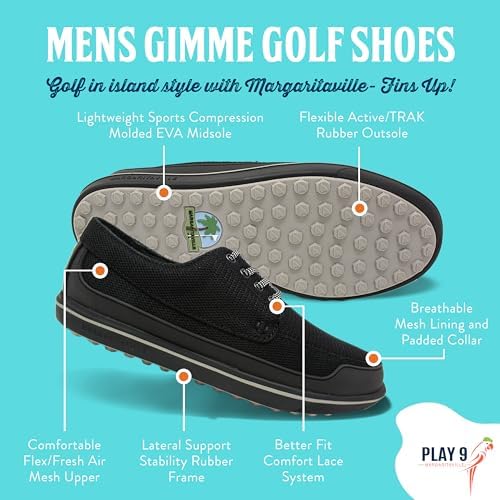 Margaritaville The Gimmie Athletic Golf Shoes, Men’s Golf Shoes, Black/Grey, Men’s 10.5 | Image 6