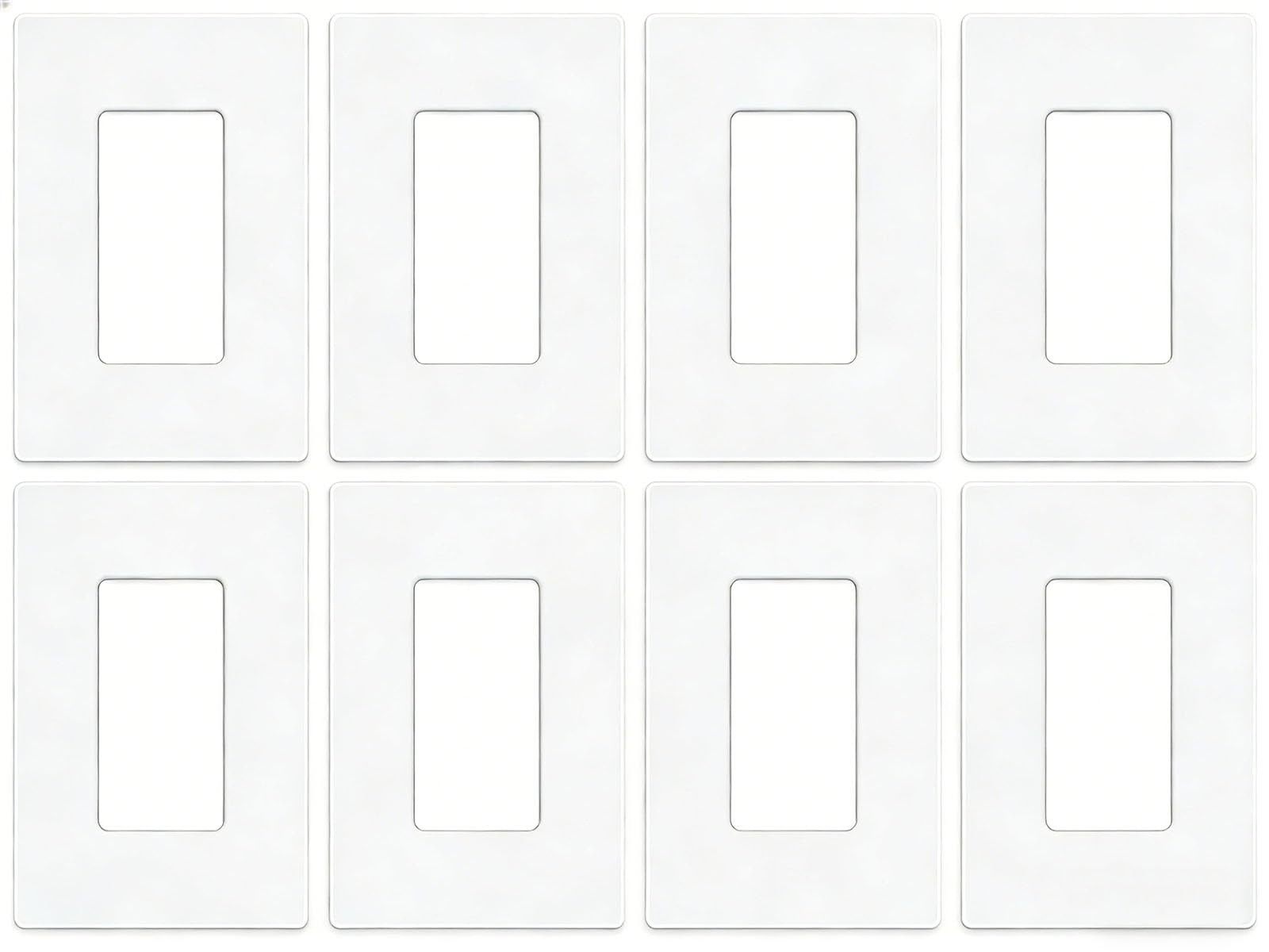 ZEFTV 8 Pack Screwless Decorator Wall Plates 1-Gang Switch Outlet Electrical Cover Plate Unbreakable Thermoplastic Faceplate for Decorative Receptacle Outlet Switch, White