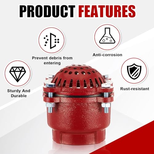 Image of MorningRo 3 Inch Cast Iron Foot Valve NPT Painted Carbon Threaded Foot Valve for Water Service Only