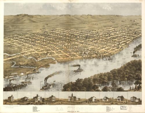INFINITE PHOTOGRAPHS Map of Birds Eye View of The City of La Crosse, Wisconsin 1867. La Crosse|Wisconsin|La Crosse|Wisconsin|Aerial Views|La Crosse|La Crosse (WIS.)|Wisconsin