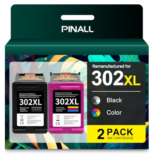 PINALL 302XL Cartuchos Compatible para Tinta HP 302 para HP DeskJet 3639 3630 OfficeJet 3831 3830 5230 Envy 4525 4500 4520 Impresora (Negro/Color,2-Pack)